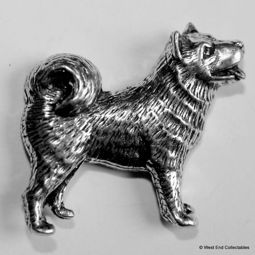 Husky pewter pin brooch - pewter,