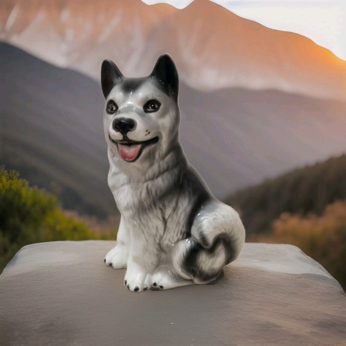Statua cane husky ceramica - husky,